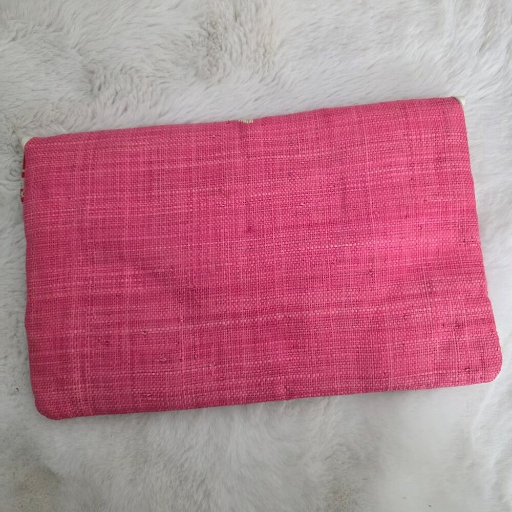Scoop Beach Pink Cream Envelope Clutch Bag Embroidered Woven Detailed Handbag - Picture 5 of 8
